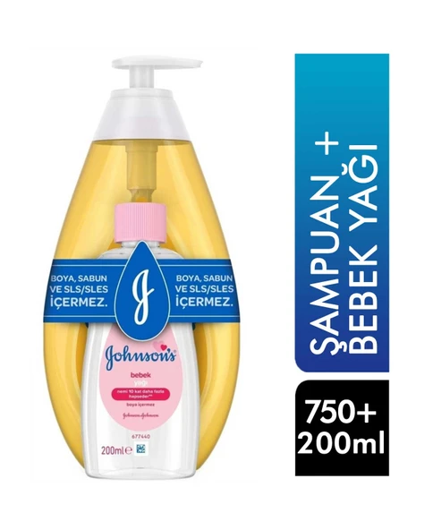 Johnson's Baby Gold Şampuan 750 ml + Bebek Yağı 200 ml ürün görseli
