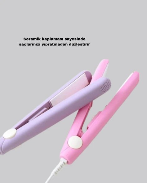 Seyahat Tipi Mini Saç Düzleştirici – Seramik Kaplama, Hızlı Isınma, Kompakt Tasarım - Resim 3