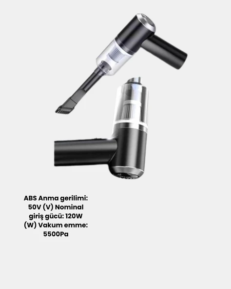 Mini Şarjlı Araç Süpürgesi – 120W Güçlü Motor, 5500PA Vakum Emiş, Yıkanabilir Filtre - Resim 5