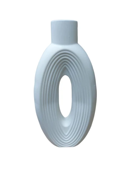 Çizgili Büyük Oval Vazo 27x14cm ürün görseli