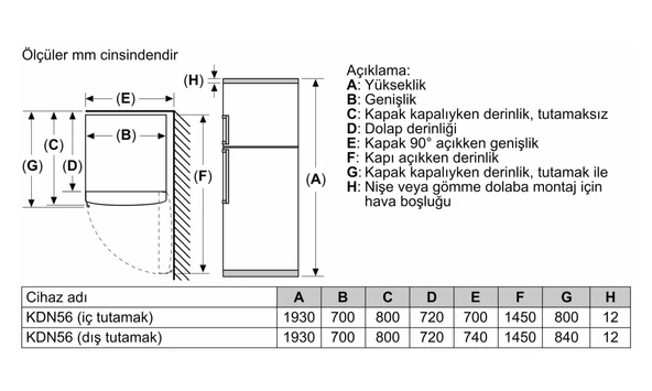 Profilo BD2056WFXN F Enerji Sınıfı 522 Lt NoFrost Üstten Donduruculu Buzdolabı - Resim 8