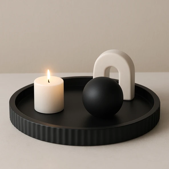 Büyük Yuvarlak Çizgili Sunum Tabağı Çapı 21cm - Resim 2