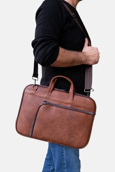 Lederax Suni Deri 15.6 İnç Slim Laptop Çantası LD618 ürün görseli