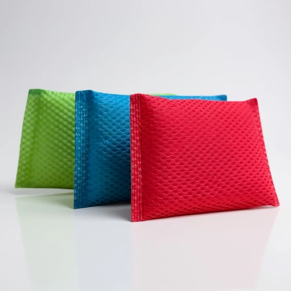 Technow Petek Dokulu Fileli Pratik Temizlik ve Bulaşık Süngeri Renkli  3 Adet - Resim 4