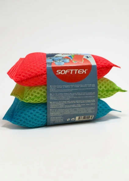 Technow Petek Dokulu Fileli Pratik Temizlik ve Bulaşık Süngeri Renkli  3 Adet - Resim 8