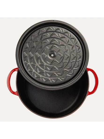 SÜREL Döküm 20 cm Derin Tencere Kırmızı - Resim 4