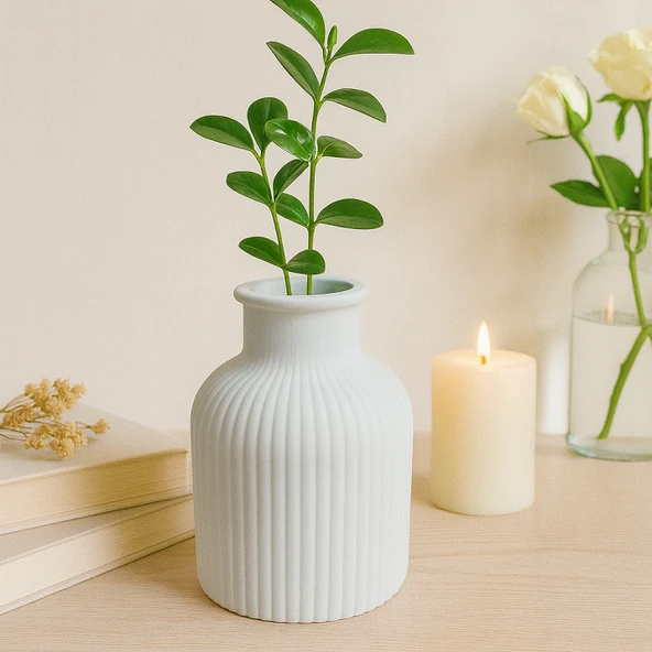 Yuvarlak Çizgili Vazo 9x6,5cm - Resim 2