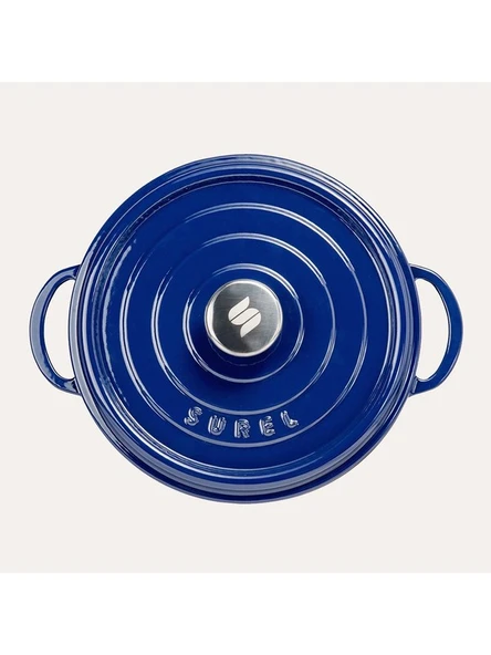 SÜREL Parlak Koyu Mavi Yuvarlak Derin Tencere 20 Cm. - Resim 4