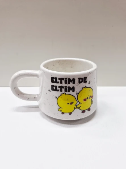 Eltim de Eltim Yazılı Civciv Desenli Mini Seramik Kupa  Özel Tasarım Hediyelik Kupa ürün görseli 1