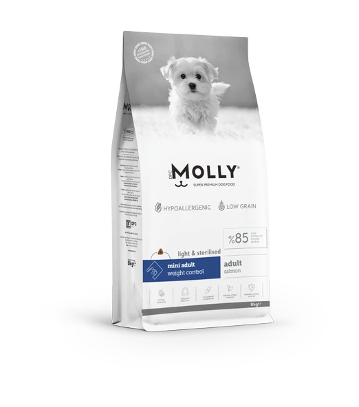 Molly Hipoalerjenik Düşük Tahıllı Somonlu Kısırlaştırılmış Küçük Irk Köpek Maması 8 Kg ürün görseli