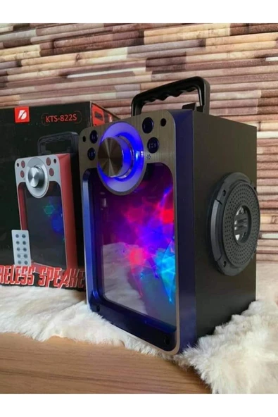 822S Ledli Kumandalı Bluetooth Hoparlör Usb-Tf-Fm Radyo Siyah - Resim 6