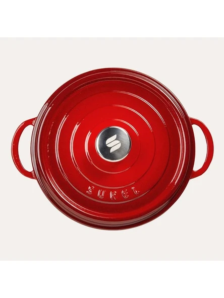 SÜREL Döküm 20 cm Derin Tencere Kırmızı - Resim 3