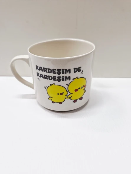 Kardeşim de Kardeşim Yazılı Civciv Desenli Seramik Kupa Kardeşe Özel Şirin Tasarım Hediyelik ürün görseli 1