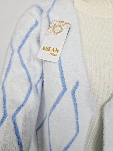 Kadın Yumuşak Dokulu Desenli Triko Hırka  Ceket - Resim 4