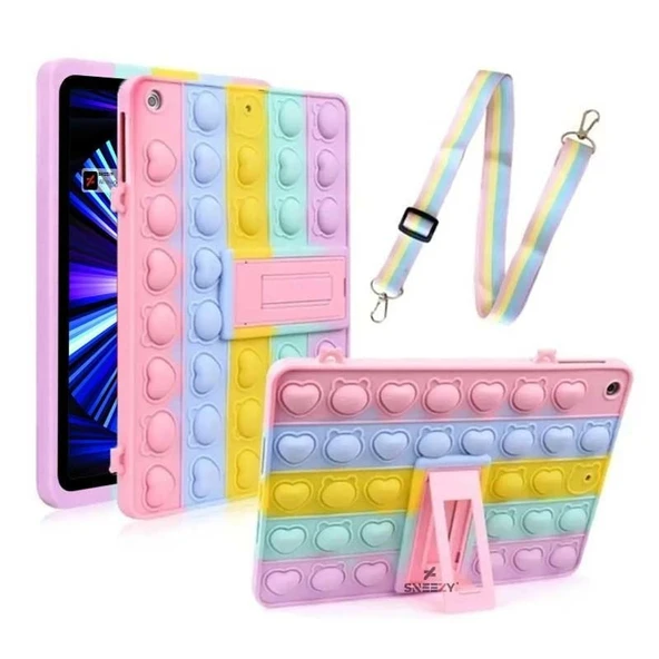 iPad 9.7 inç 5.6. Nesil / Air Tam Uyumlu Glow Desenli Standlı Askılı Popit Tablet Kılıfı - Resim 2