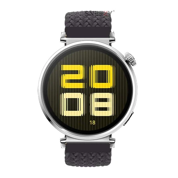 Sneezy Huawei Watch GT5 41mm İle Uyumlu FiberLink Manyetik Tokalı Kumaş Örgü Kordon  Koyu Gri - Resim 3