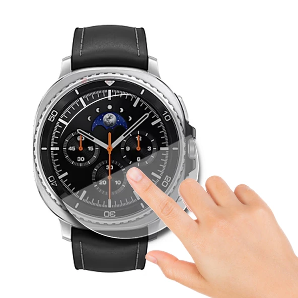 Samsung Watch 8 47mm Uyumlu Kolay Takılabilir Takma Aparatlı Temperli Cam Ekran Koruyucu - Resim 3