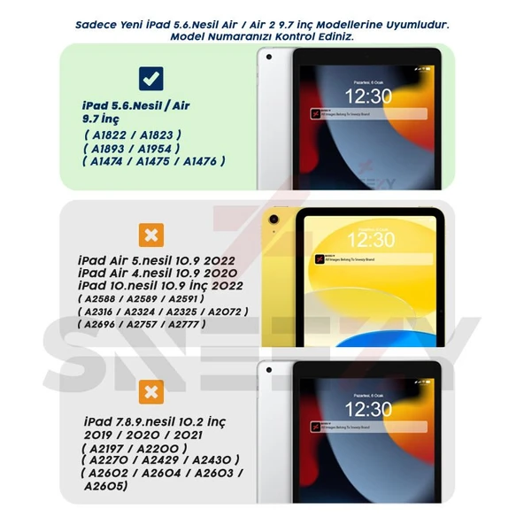 iPad 9.7 inç 5.6. Nesil / Air Tam Uyumlu Glow Desenli Standlı Askılı Popit Tablet Kılıfı - Resim 3