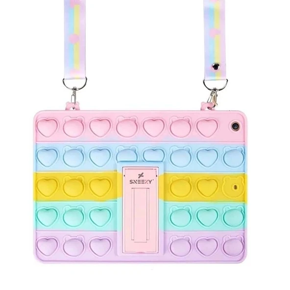 Samsung Galaxy Tab S6 Lite P610 P620 10.4 İnç Tam Uyumlu Glow Desenli Standlı Askılı Popit Tablet Kılıfı - Resim 4