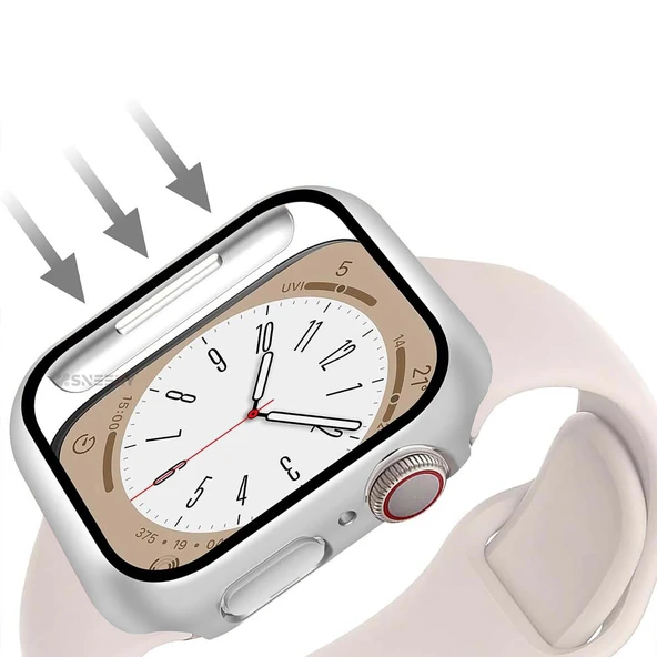 Apple Watch 42MM 4-5-6 SE Seri Uyumlu Starlight 360 Derece Koruma ve Temperli Cam Ekran Koruyucu  Şeffaf - Resim 6