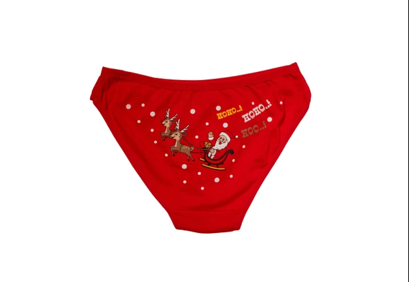 MDB MdbShop Kırmızı Yılbaşı Desenli Hoo Hoo Hoo Pamuklu Külot ürün görseli 1