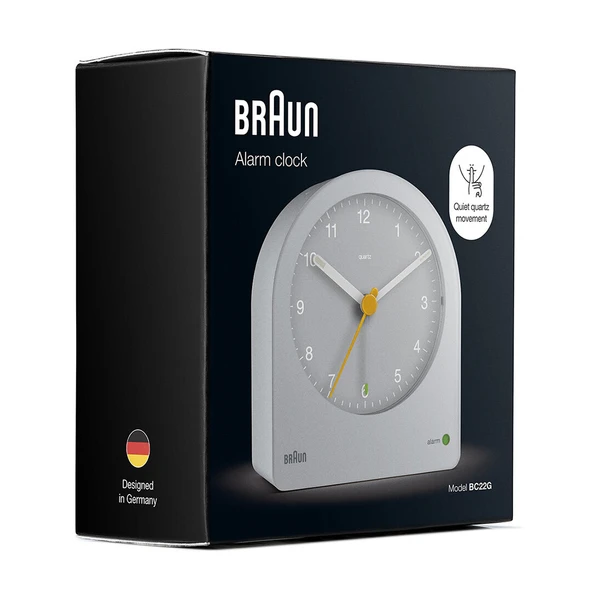 BRAUN BC22G GRİ KLASİK ANALOG ALARMLI MASA SAATİ ürün görseli