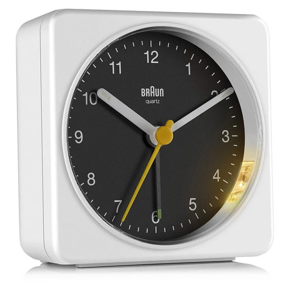 BRAUN BC03WB BEYAZ-SİYAH KLASİK SEYAHAT ANALAOG ALARMLI MASA SAATİ - Resim 2