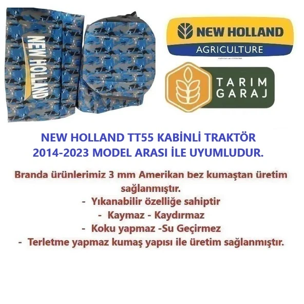 New Holland TT 55 Kabinli Traktör Kılıfı Branda 2014-2023 Model Arası - Resim 5