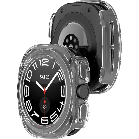 Samsung Galaxy Watch Ultra 47mm İle Uyumlu Güçlendirilmiş 360 Kasa Koruyucu  Şeffaf - Resim 2