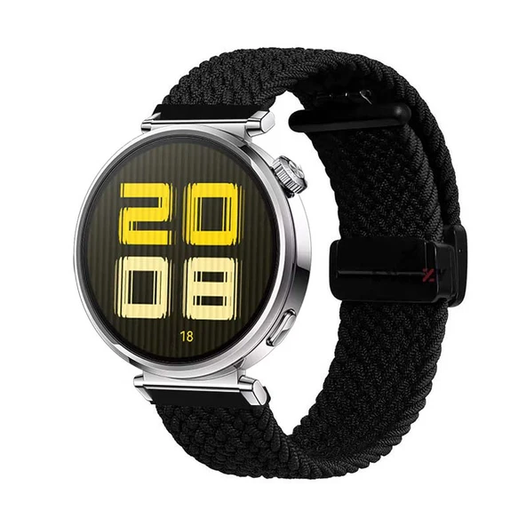 Sneezy Huawei Watch GT5 41mm İle Uyumlu FiberLink Manyetik Tokalı Kumaş Örgü Kordon  Siyah ürün görseli