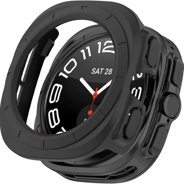 Samsung Galaxy Watch Ultra 47mm İle Uyumlu Güçlendirilmiş 360 Kasa Koruyucu  Siyah ürün görseli