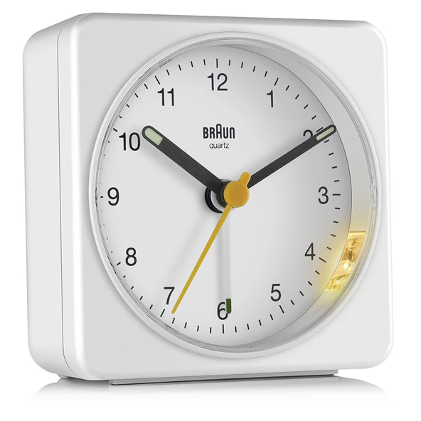 BRAUN BC03W BEYAZ KLASİK SEYAHAT ANALAOG ALARMLI MASA SAATİ - Resim 5