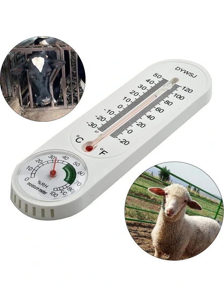 POWERMASTER Duvar Tipi Sıcaklık Ve Nem Ölçer Mekanik Termometre Cıva + İbreli Dikey - Resim 3