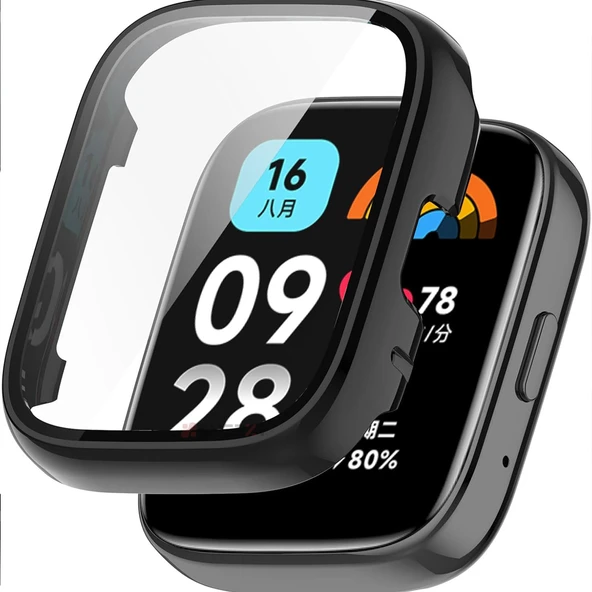 Xiaomi Redmi Watch 3 Active / Lite Uyumlu Güçlendirilmiş 360 Kasa ve Ekran Koruyucu  Siyah ürün görseli
