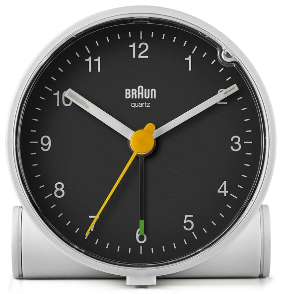 BRAUN BC01WB BEYAZ-SİYAH KLASiK ANALOG ALARMLI MASA SAATİ ürün görseli