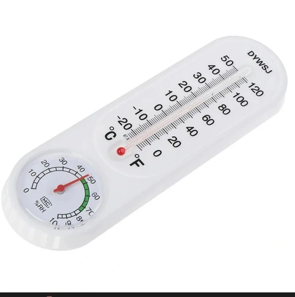 POWERMASTER Duvar Tipi Sıcaklık Ve Nem Ölçer Mekanik Termometre Cıva + İbreli Dikey - Resim 5