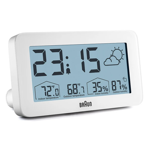 BRAUN BC13WP BEYAZ DİJİTAL HAVA DURUMU ALARMLI MASA SAATİ - Resim 5