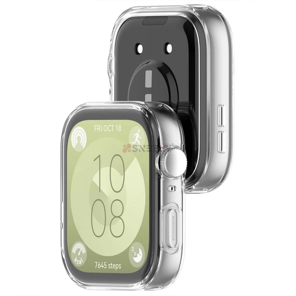 Huawei Watch Fit 3 Uyumlu Yumuşak Silikon 360 Tam Koruma Kasa ve Ekran Koruyucu  Şeffaf - Resim 3