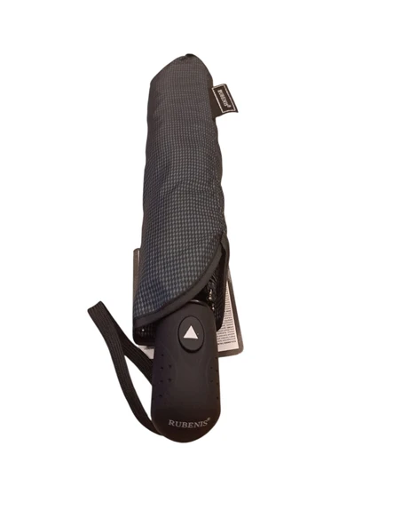 8 Tel Lüx Yarı Otomatik Ekose Desen Siyah Erkek  Şemsiye - Resim 2