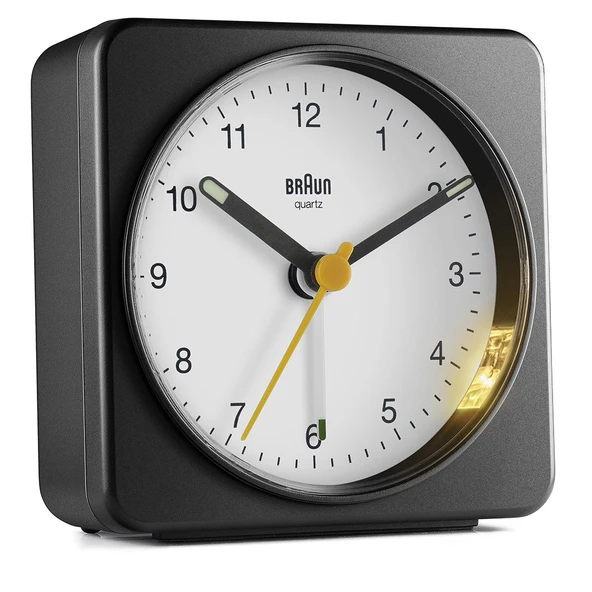 BRAUN BC03BW SİYAH-BEYAZ KLASİK SEYAHAT ANALAOG ALARMLI MASA SAATİ - Resim 5