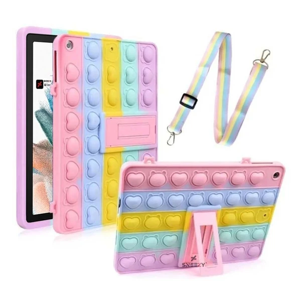 Samsung Galaxy Tab S6 Lite P610 P620 10.4 İnç Tam Uyumlu Glow Desenli Standlı Askılı Popit Tablet Kılıfı - Resim 2