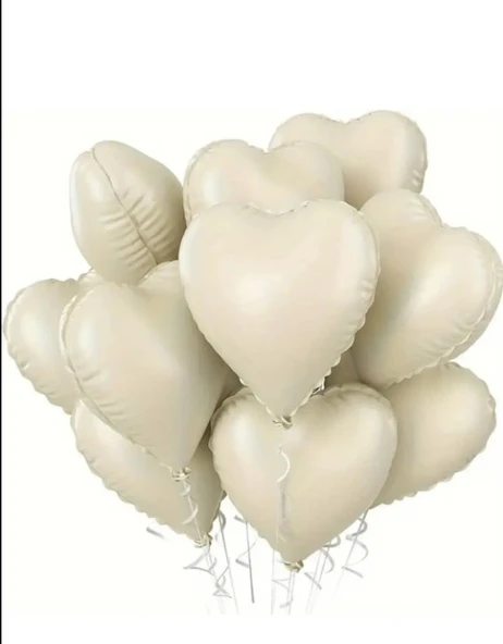 2 Adet 18 ınc Bej ve Karamel Kalp Folyo Balon - Resim 2