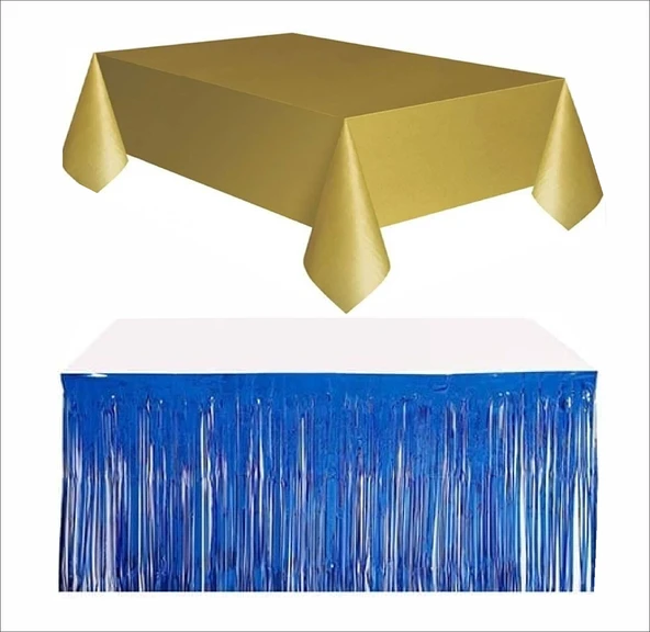 Gold Masa Örtüsü, Lacivert Masa Eteği ürün görseli 1