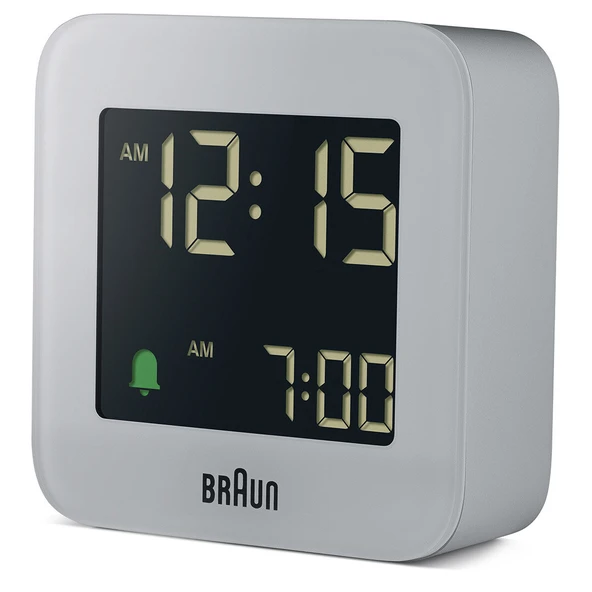BRAUN BC08G GRİ KLASİK SEYAHAT DİJİTAL ALARMLI MASA SAATİ - Resim 3