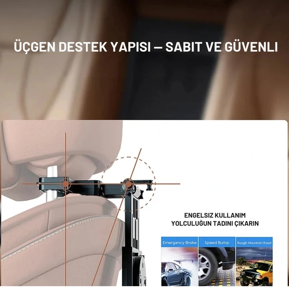 ShopyTech Evrensel Araç Koltuğu Masası 360° Döner Tepsi Tablet Laptop Standı ve Bardaklık - Resim 8