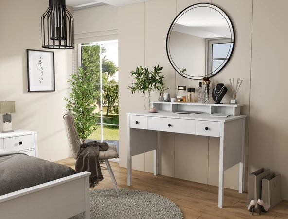 Lumera Modern Makyaj Masası 2 Dolap 4 Çekmeceli MDF Profil Ayaklı 132 Cm ürün görseli 1