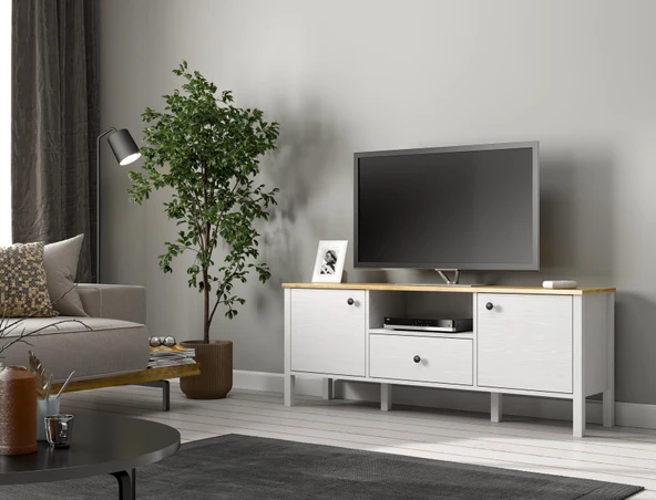 Lumera Modern Tv Ünitesi - Konsol 2 Kapaklı 1 Çekmeceli MDF Profil Ayaklı 150 Cm Minifixli ürün görseli 1