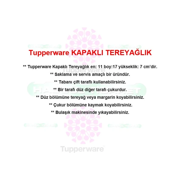 Tupperware Eko Tereyağlık Kapaklı Tereyağ Margarin Saklama Kabı Hsgl Hsgl - Resim 2