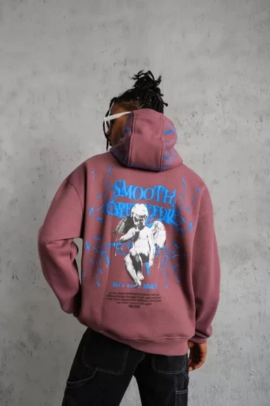 MDB Erkek Yıldırım Baskılı Kapşonlu weat  Gül Kurusu ürün görseli 1