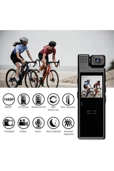 BT19 180 Derece Vücut Kamerası Wifi Gece Görüslü Aksiyon Kamerası - Resim 2
